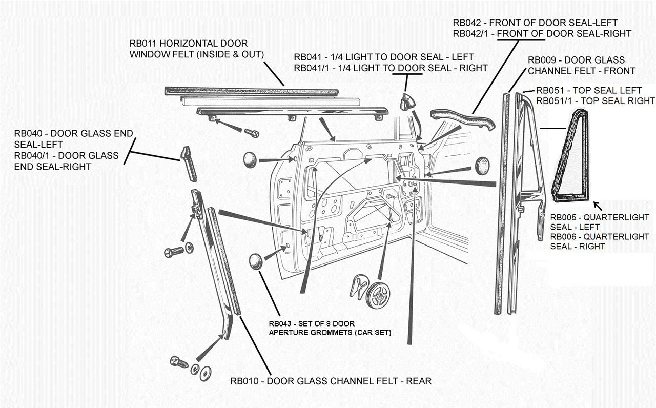 105 COUPE RUBBER PARTS DIAGRAM 1