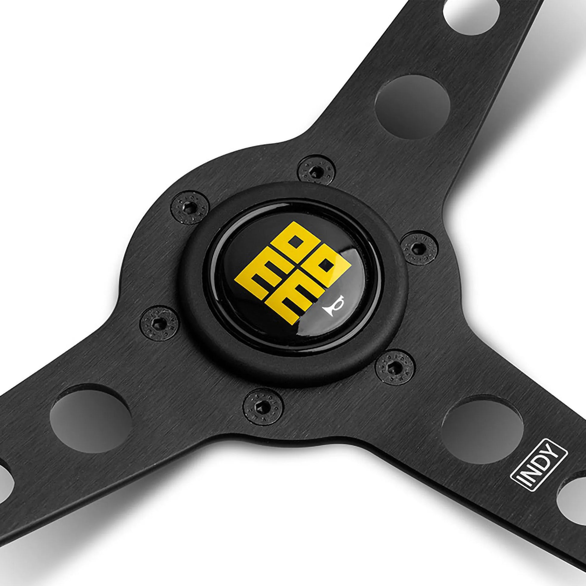 AC058/1 MOMO INDY HERITAGE WOOD STEERING WHEEL - BLACK SPOKES