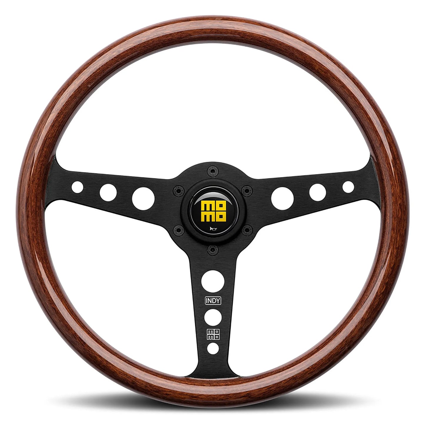 AC058/1 MOMO INDY HERITAGE WOOD STEERING WHEEL - BLACK SPOKES