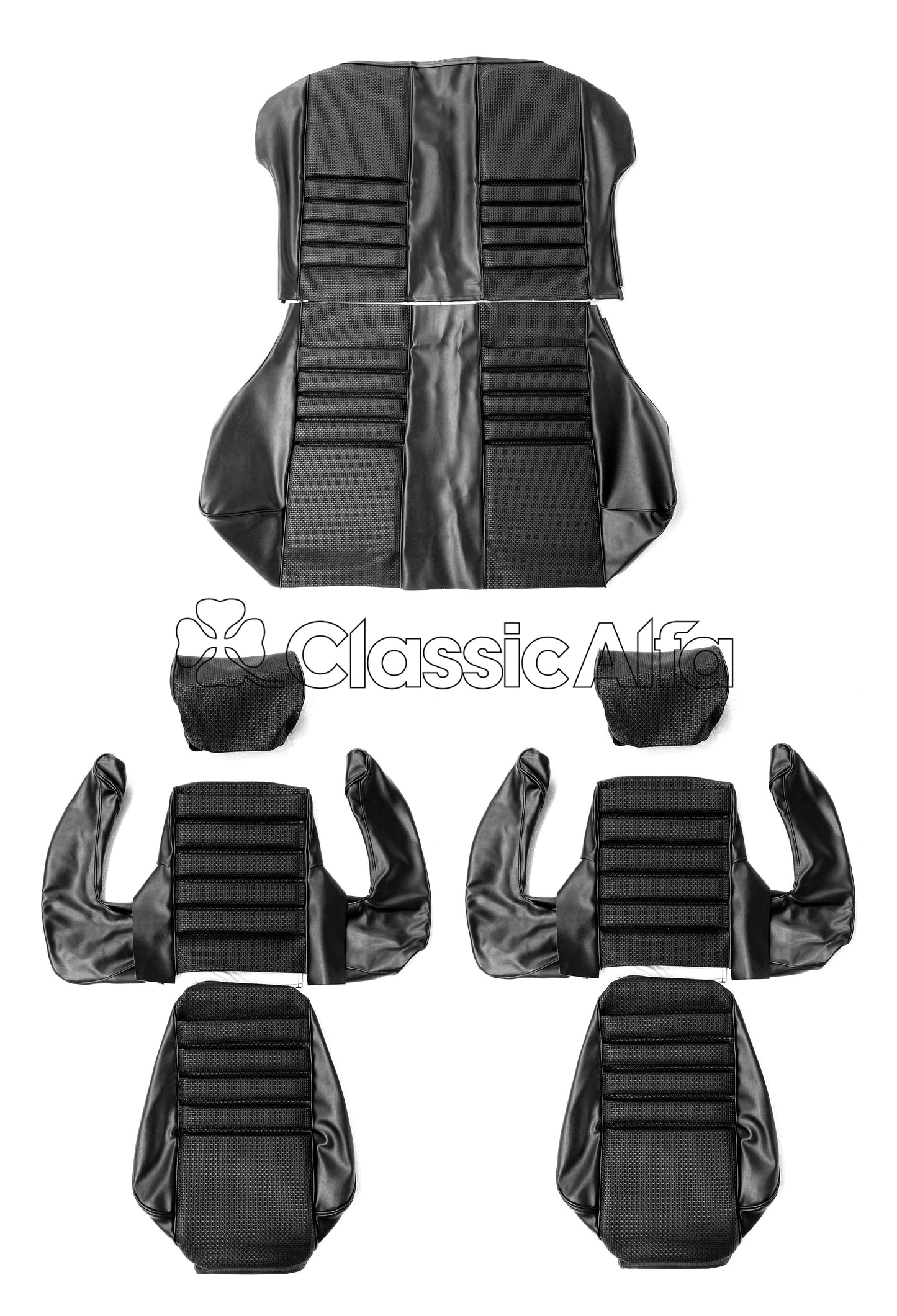 IN018/1 FULL SET 1750GTV MK 1 SEAT COVERS WITH TWIN HEADREST - BLACK