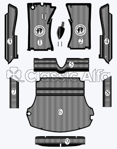 IN250 RHD COMPLETE MAT SET - ROUNDTAIL SPIDER