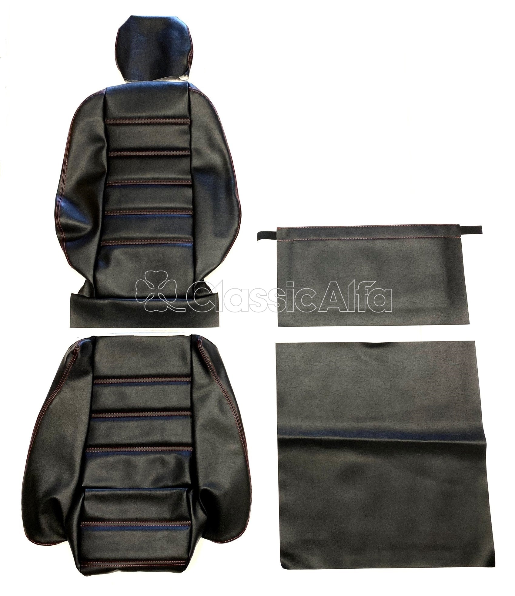 IN107 SPIDER QV 1987-88 SEAT COVER, BLACK WITH RED STITCHING