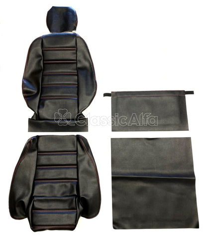 IN107 SPIDER QV 1987-88 SEAT COVER, BLACK WITH RED STITCHING