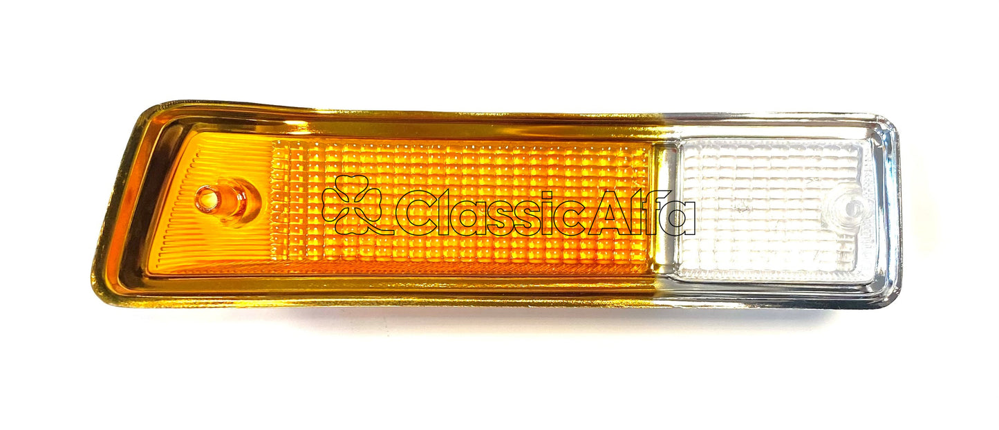 LT012 FRONT SIDELIGHT LENS LEFT - AMBER/CLEAR - GTV & GT JUNIOR 1970 ON