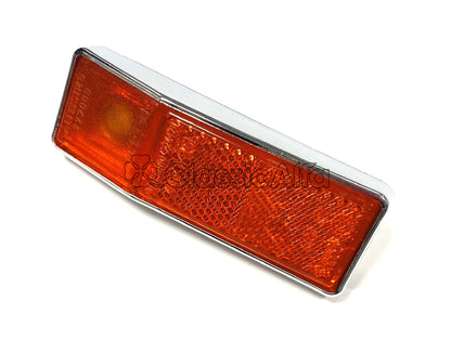 LT145 USA SPEC AMBER SIDE MARKER LIGHT/REFLECTOR WITH CHROME FRAME  1971 ON