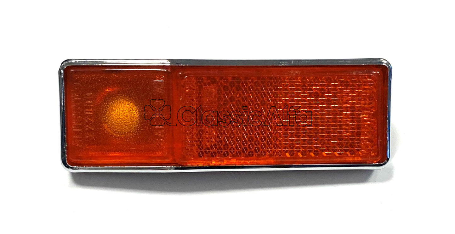 LT145 USA SPEC AMBER SIDE MARKER LIGHT/REFLECTOR WITH CHROME FRAME  1971 ON