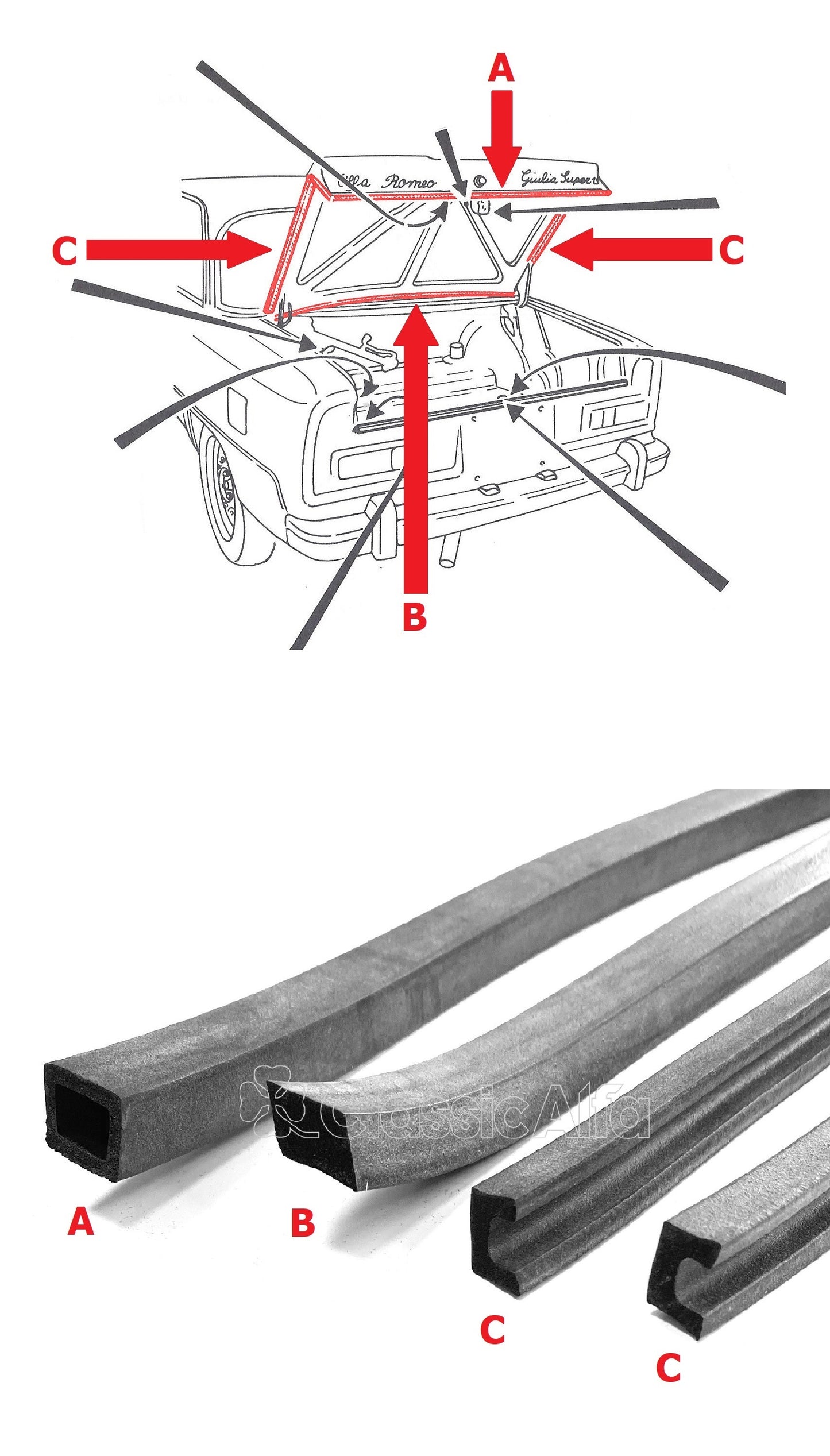 RB052 GIULIA SALOON BOOT SEAL SET