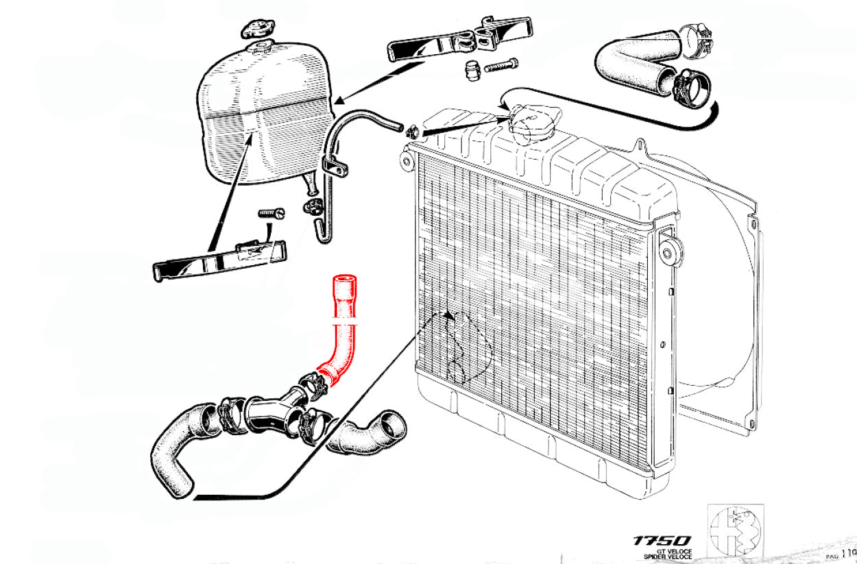 WA013/1 BOTTOM HOSE 1750 T-PIECE TO THERMOSTAT 