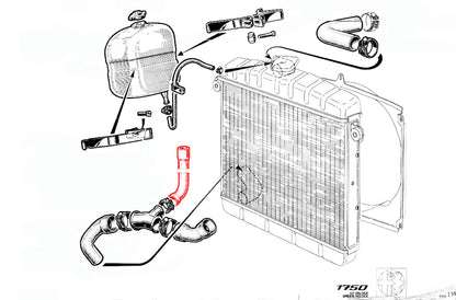 WA013/1 BOTTOM HOSE 1750 T-PIECE TO THERMOSTAT 