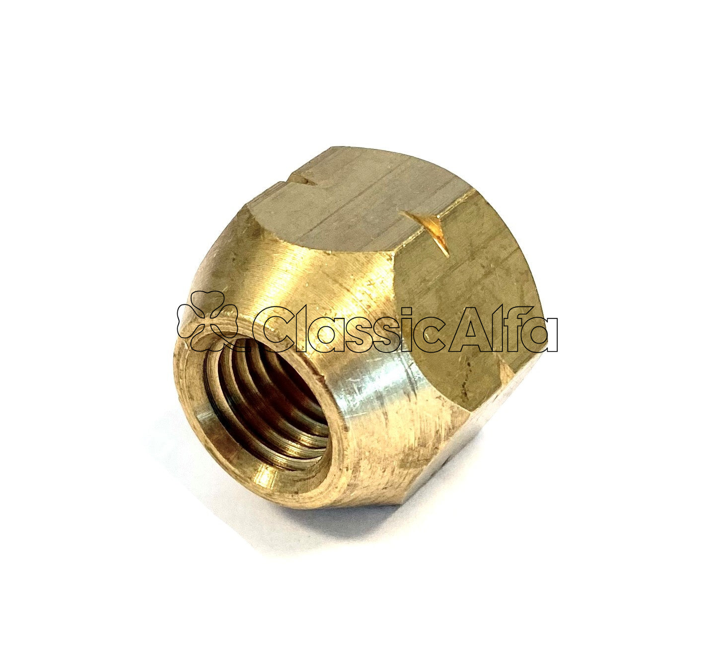 WH009/B 22mm OPEN WHEEL NUT BRASS - LEFT HAND THREAD