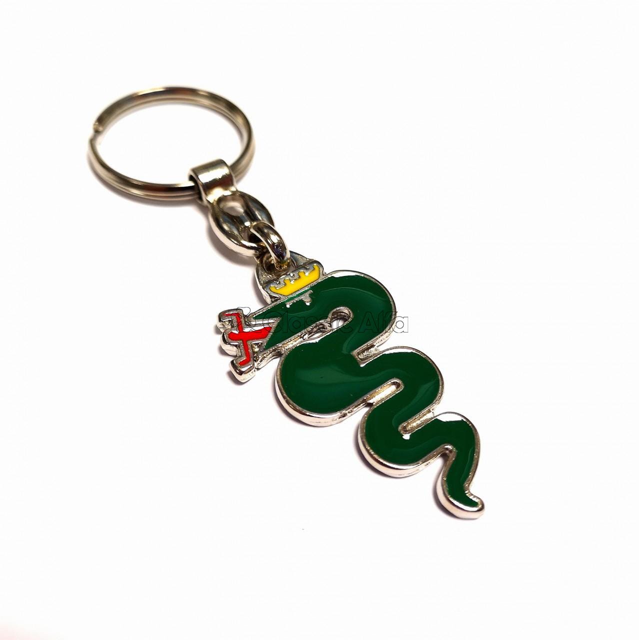 AC010/1 KEYRING ENAMEL SERPENT GREEN