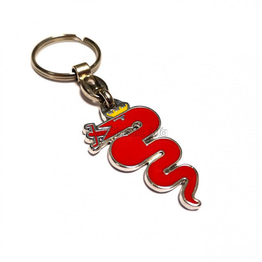 AC010/2 KEYRING ENAMEL SERPENT RED
