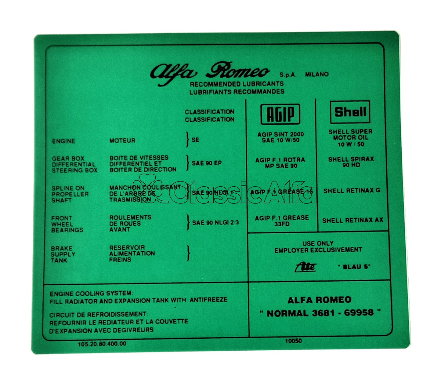 AC041 LUBRICANTS STICKER - GREEN