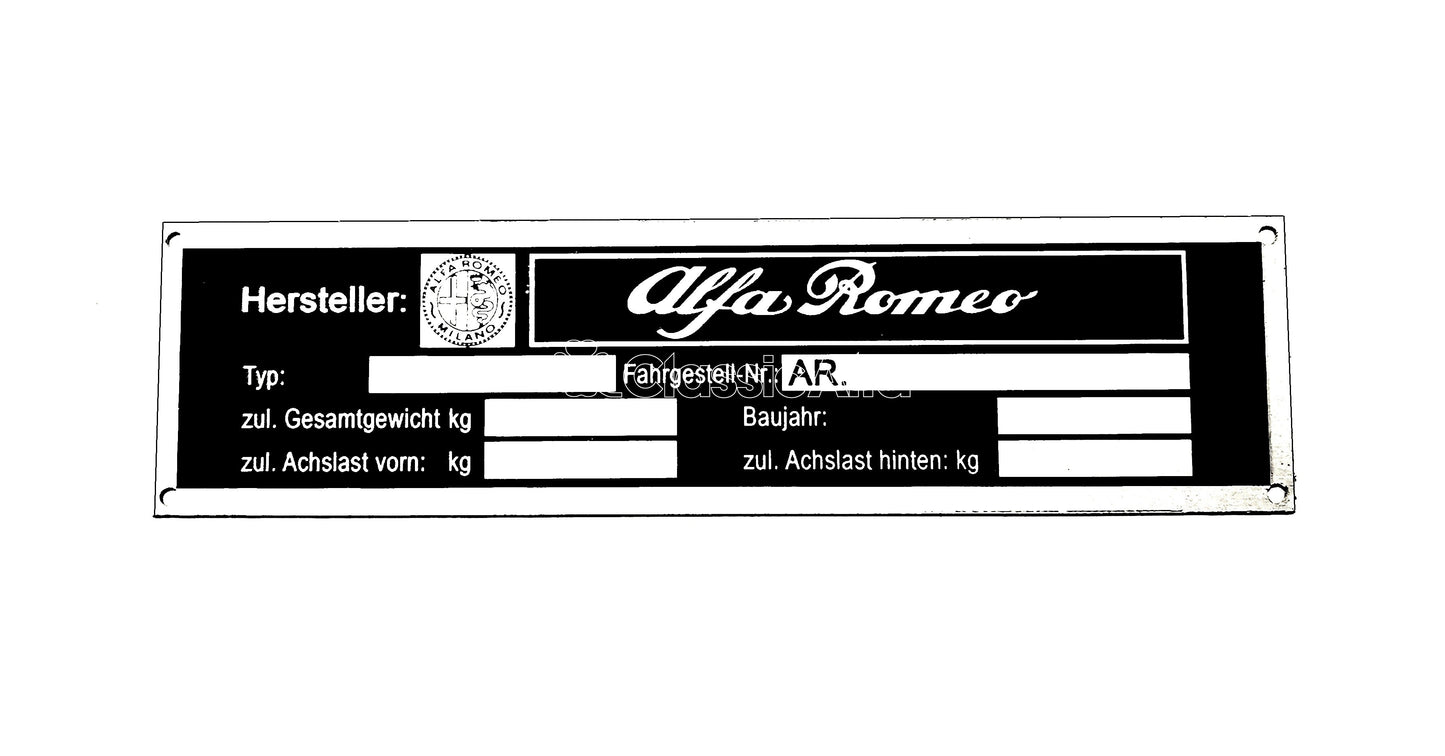 BG082 TYPE / CHASSIS PLATE ALFA ROMEO