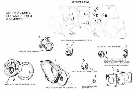 LHD Engine Bay Rubber Parts Diagram