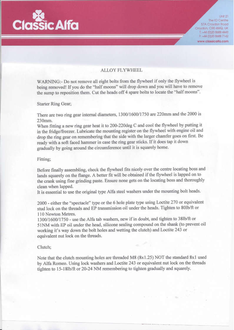 EN531/1 ALLOY RACE FLYWHEEL - 2000 ENGINE WITH MECHANICAL CLUTCH