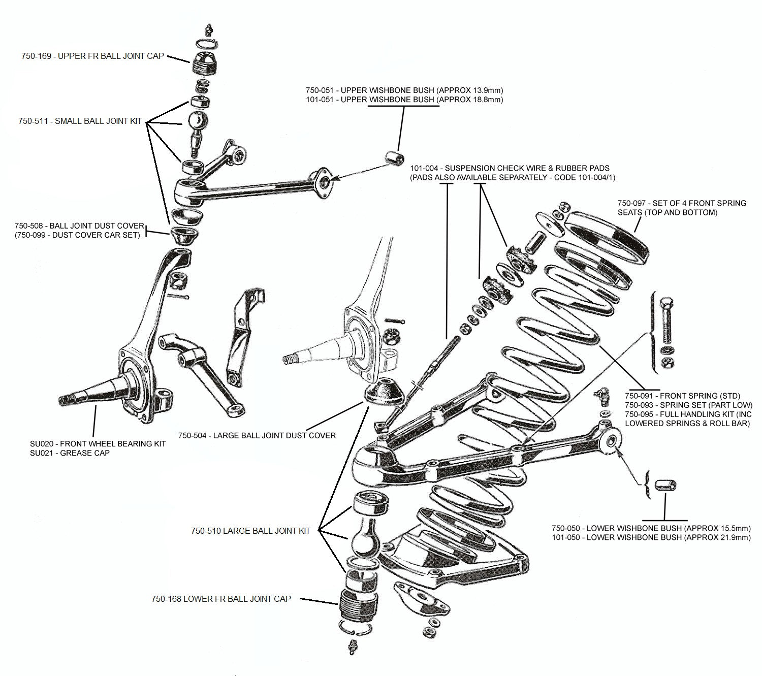 750/101 FRONT STEERING & SUSPENSION PART DIAGRAM  3