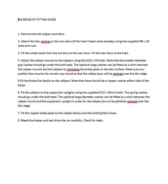 BR201 BIG BRAKE CONVERSION KIT 1300/1600 CARS