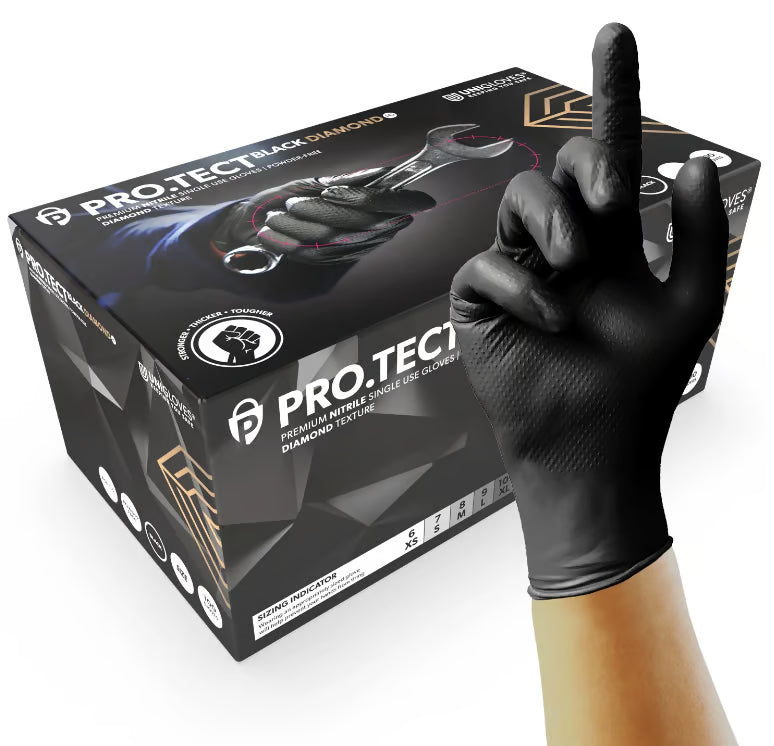 HEAVY DUTY TEXTURED NITRILE GLOVES - 100 GLOVES